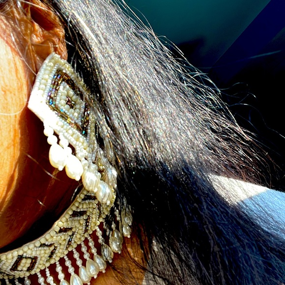 New! Sea and Shore Multibeads Chevron Necklace with Earrings - Picture 2 of 5